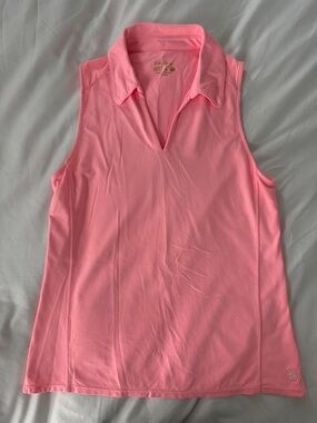 Lilly Pulitzer Luxletic Golf Sleeveless Polo Tank in Coral Neon Pink